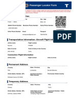 Passenger Locator Form: Personal Information