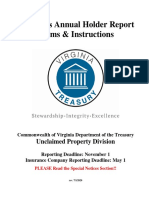 Virginia's Annual Holder Report Forms & Instructions: Unclaimed Property Division