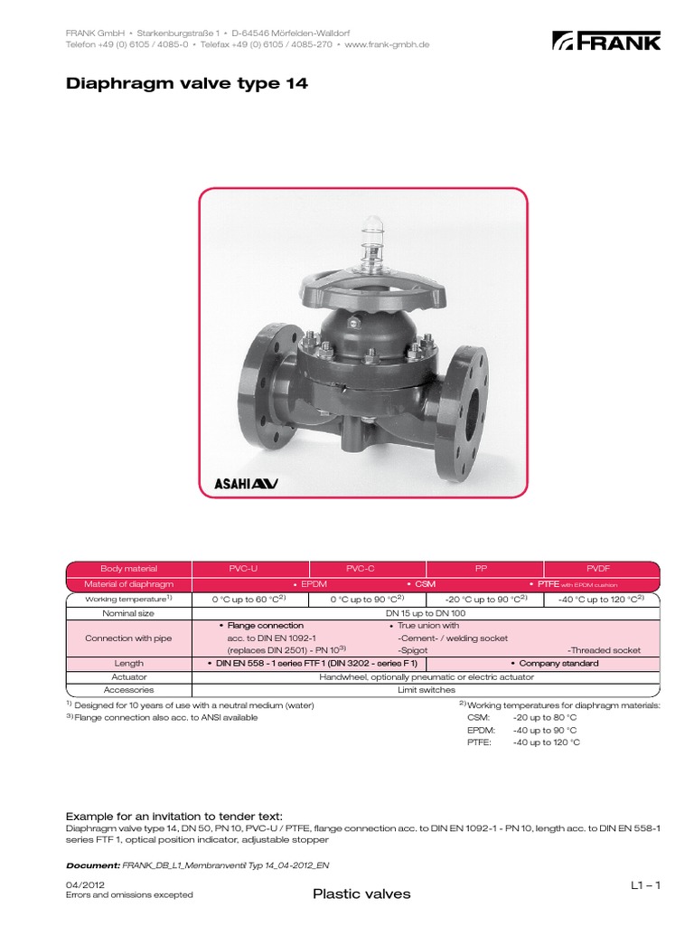 04 Diaphragm Valve Type 14 (FRANK) PDF Valve Machines