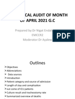 Icu Clinical Audit of Month of April 2021 G.C: Prepared By:dr Nigat Endalamaw Emccr2 Moderator:Dr Ayalew