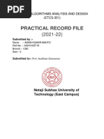 Practical Record File: Algorithms Analysis and Design (ETCS-351)