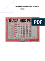 Bangalore Press Calendar 2022 English PDF