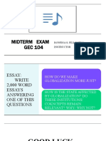 Midterm Exam GEC 104: Rowena S. Fillomena Instructor