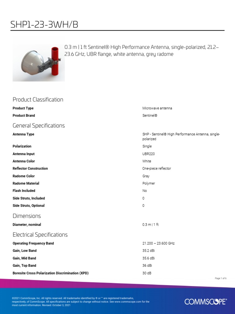 SHP1-23-3WH - B Product Specifications | PDF | Antenna (Radio) | Wireless