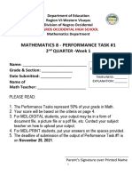 Mathematics 8 - Performance Task #1: 2 QUARTER - Week 1