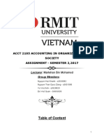 Table of Content: Acct 2105 Accounting in Organization and Society Assignment - Semester 2,2017