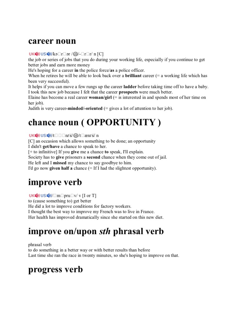 Career Noun | PDF | Verb | Adverb
