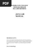 Java Lab Manual: Aurora'S PG College Moosarambagh Mca Department