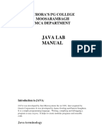 Java Lab Manual: Aurora'S PG College Moosarambagh Mca Department