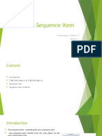 UVM Sequence Item: Presented By: Dileep C P, Nishant S, Sharmila E K