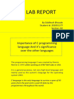 It Lab Report: Importance of C Programming Language and It's Significance Over The Other Languages