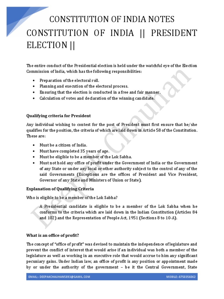 Indian Presidential Election Process Explained | PDF | Voting | Elections