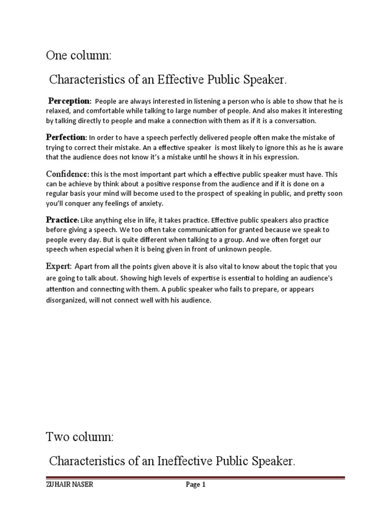 Effective & Ineffective Public Speaker PDF Public Speaking