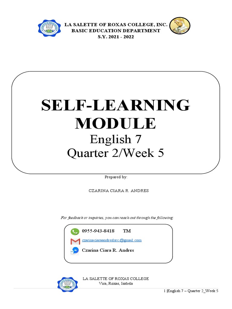 English 7 Q2 Week 5 Module Overview | PDF | Media (Communication ...