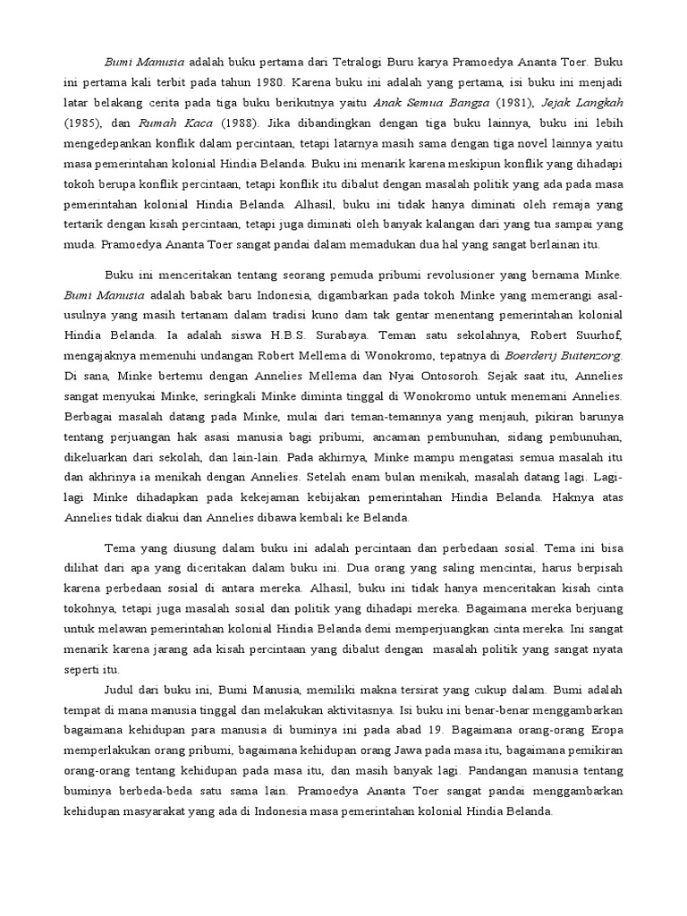 Teks Kritik Novel Bumi Manusia PDF