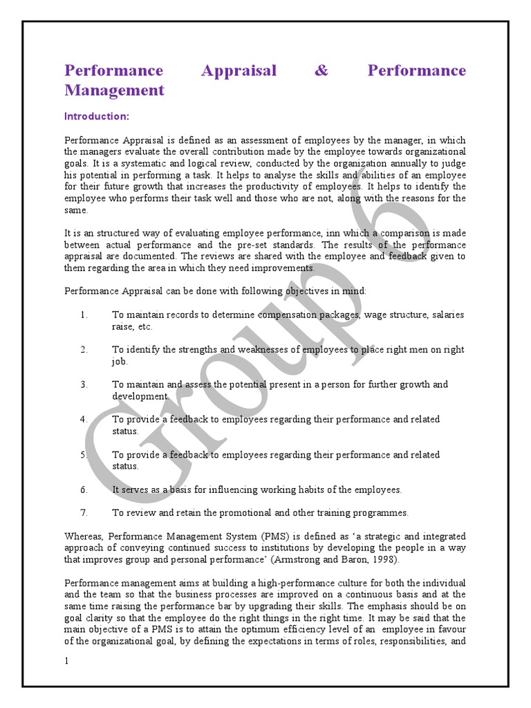 Group 6 HRM Case Study Sem-2 | PDF | Performance Appraisal | Goal