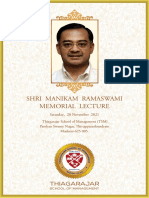 Shri Manikam Ramaswami Memorial Lecture Invitation