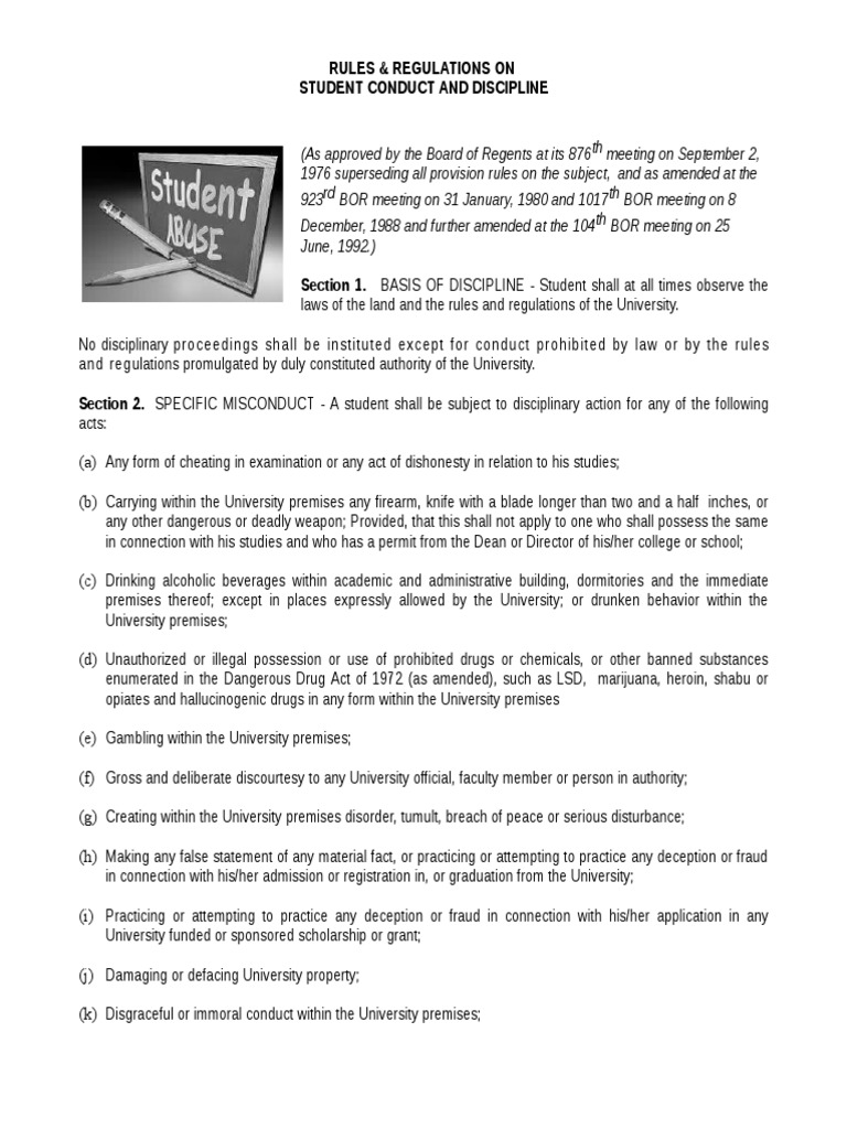 Student Conduct and Discipline Guidelines | PDF | Complaint | Jurisdiction