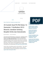 45 Contoh Soal PG PAI Kelas 12 Semester 1 Kurikulum 2013 Beserta Jawaban Tentang Berpikir Kritis Dan Demokratis - Kumpulan Soal