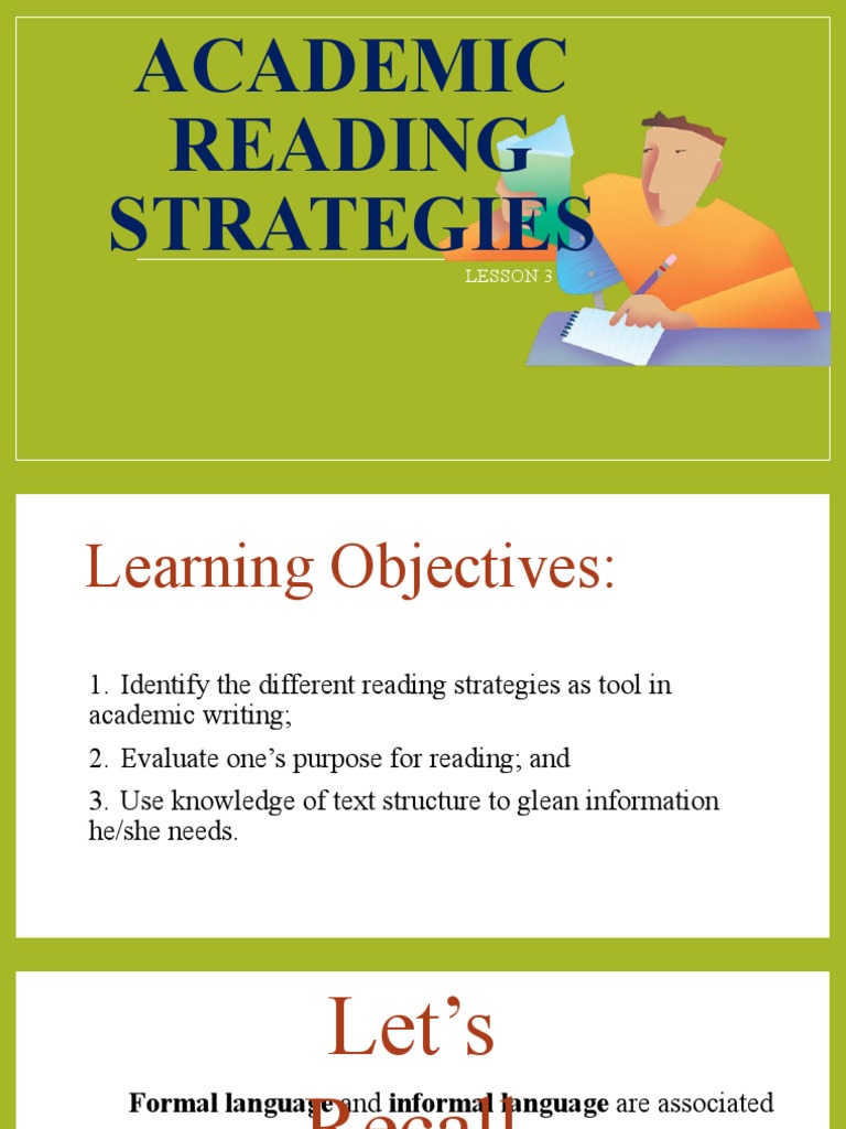 Academic Reading Strategies Lesson 3 PDF Reading Comprehension