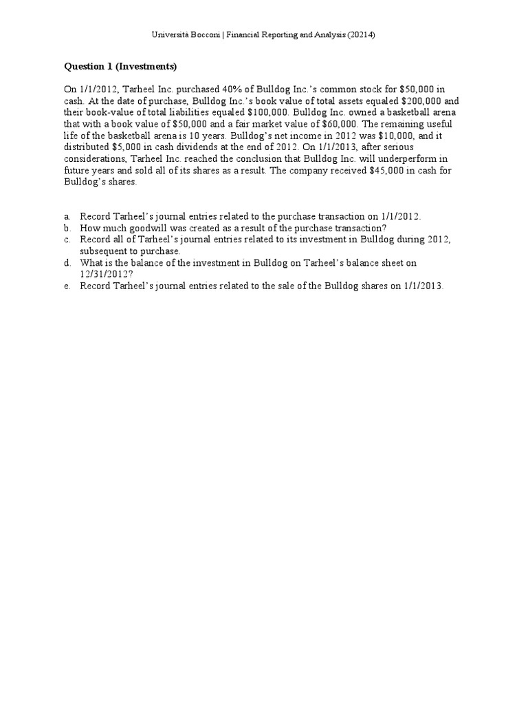 Financial Reporting Analysis Case Studies | PDF | Book Value ...