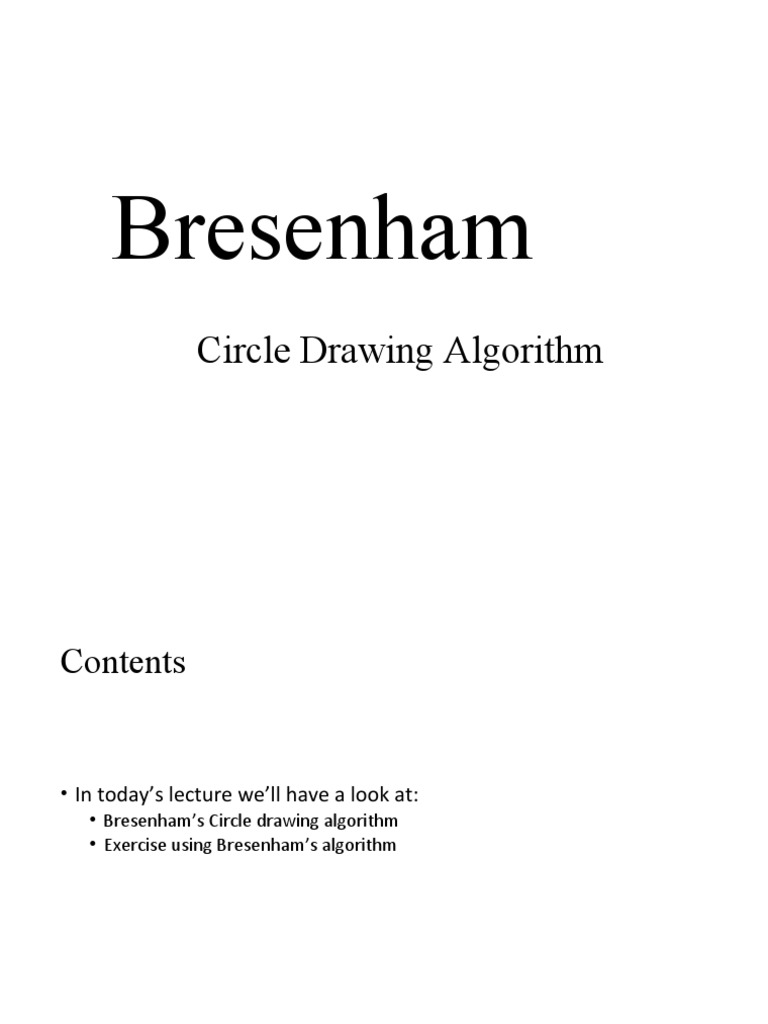 Bresenham: Circle Drawing Algorithm | PDF | Computer Programming ...