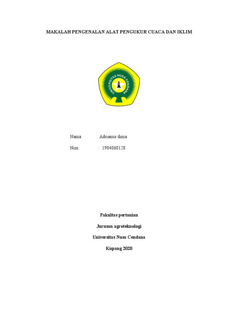 MAKALAH PENGENALAN ALAT PENGUKUR CUACA DAN IKLIM (Adrianus Dima) | PDF