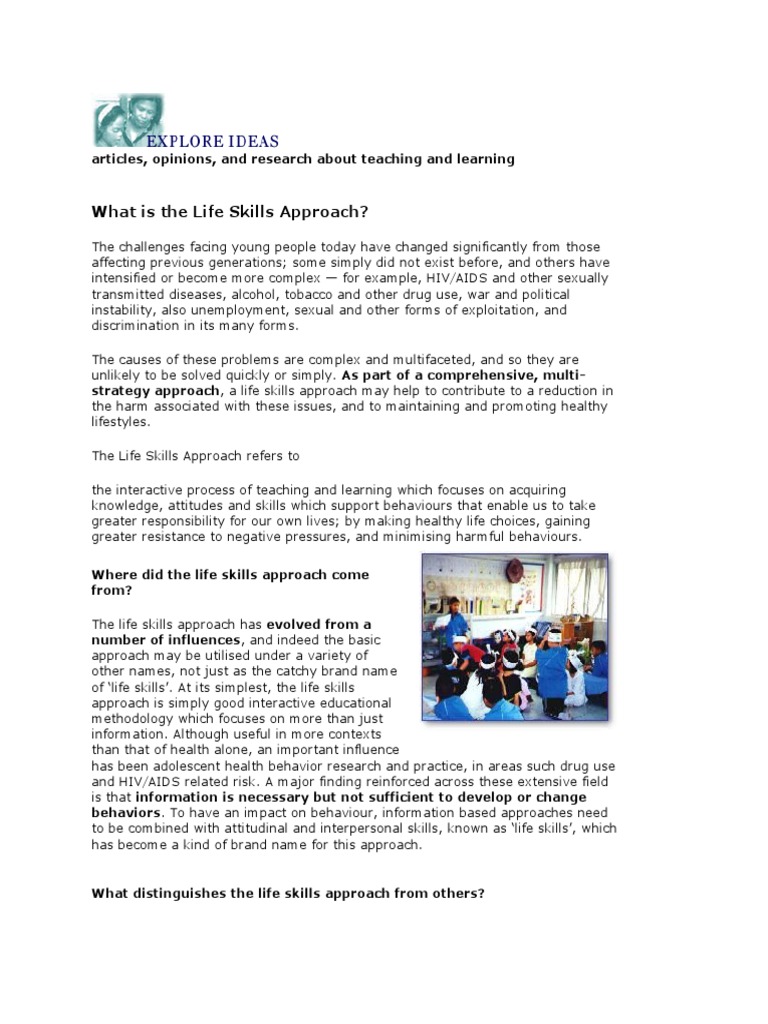 Life Skills Approach Unicef PDF Psychotherapy Cognition