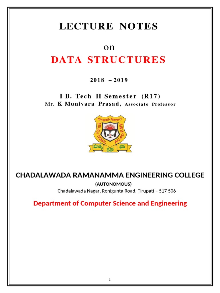 Data Structures Notes 1 | PDF | Algorithms | Applied Mathematics