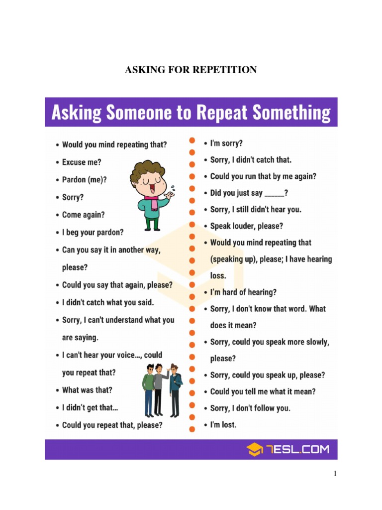 Asking For Repetition | PDF | Language Arts & Discipline | Self-Improvement