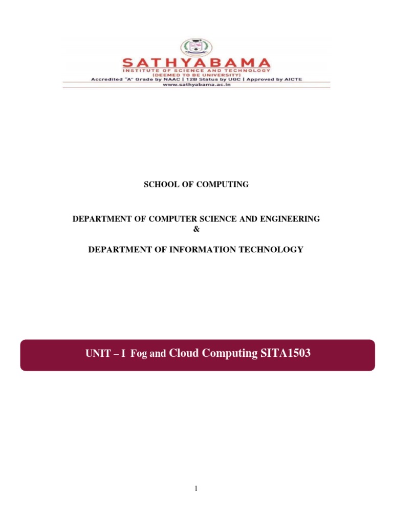 SITA1503 - Fog and Cloud Computing - Course Material | PDF ...