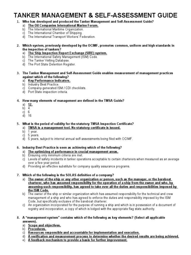 Tanker Management Self-Assessment Guide | PDF | Audit | Leadership