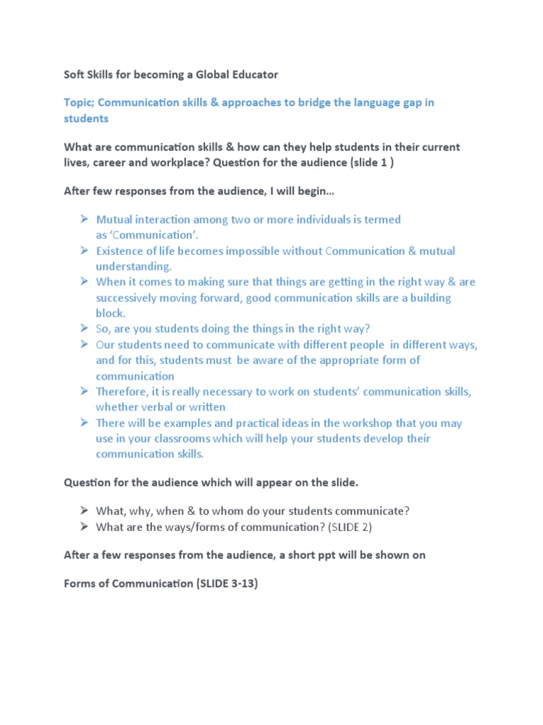 IMPORTANCE OF COMMUNICATION SKILLS FOR TEACHERS PDF intelligence overview