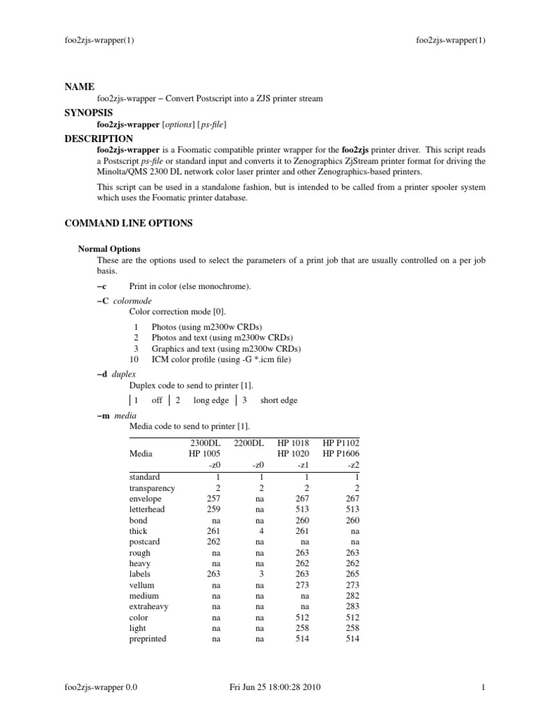 Convert Postscript to ZJS Printer Stream | PDF | Printer (Computing ...