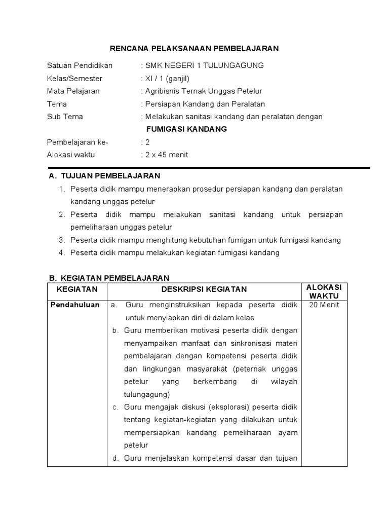 Contoh RPP Proyek Fumigasi | PDF