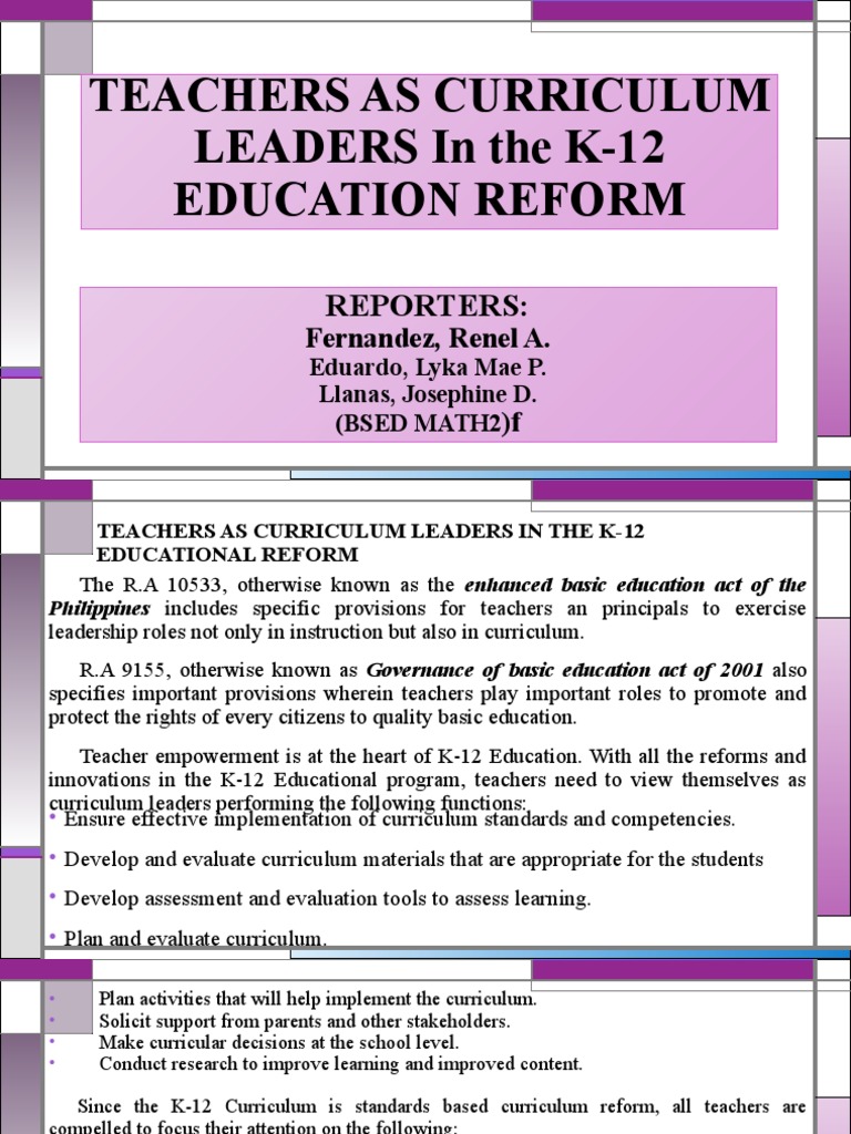 Teachers as Leaders in K-12 Reform | PDF | Curriculum | Teachers
