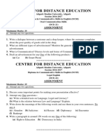 Centre For Distance Education: Assignment