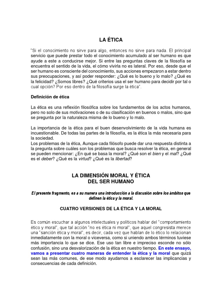 LA DIMENSIÓN MORAL Y ÉTICA PDF Moralidad Wilhelm Friedrich