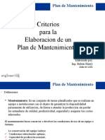 Elaboracion de Plan de Mantenimiento