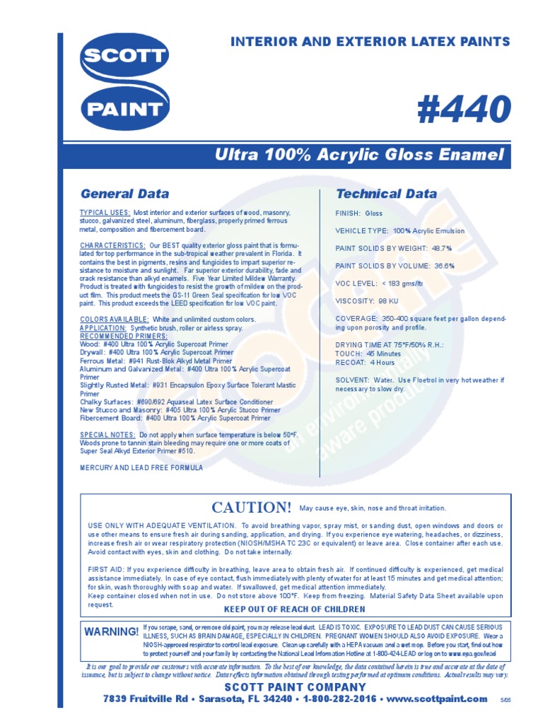 440 Ultra 100 Percent Acrylic Gloss Enamel PDF Paint Industrial