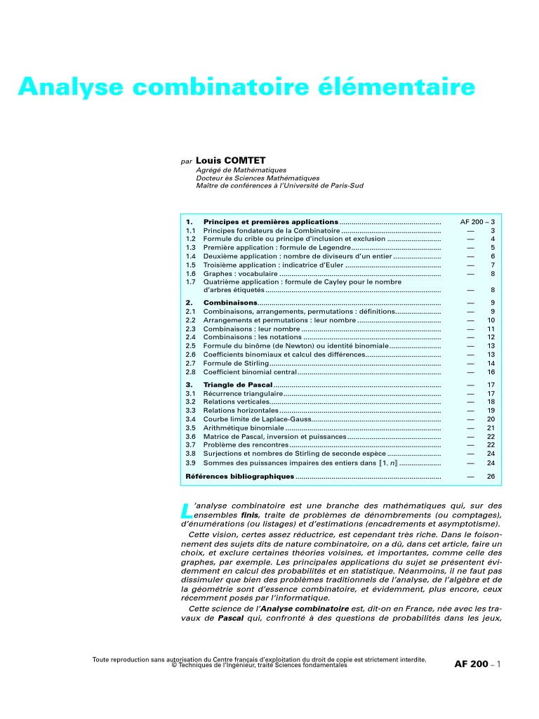 Analyse Combinatoire Pdf | Analyse combinatoire – QVHX