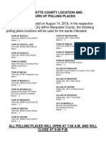 Marquette County Location and Hours of Polling Places