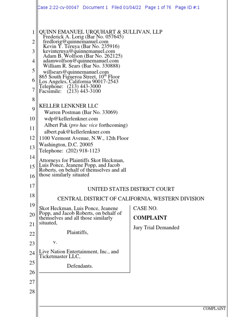 Heckman V Live Nation | PDF | Alternative Dispute Resolution | Business