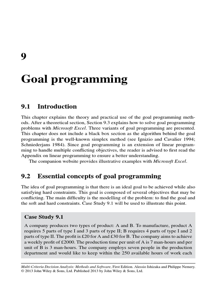 Goal Programming: Case Study 9.1 | PDF | Linear Programming | Microsoft ...