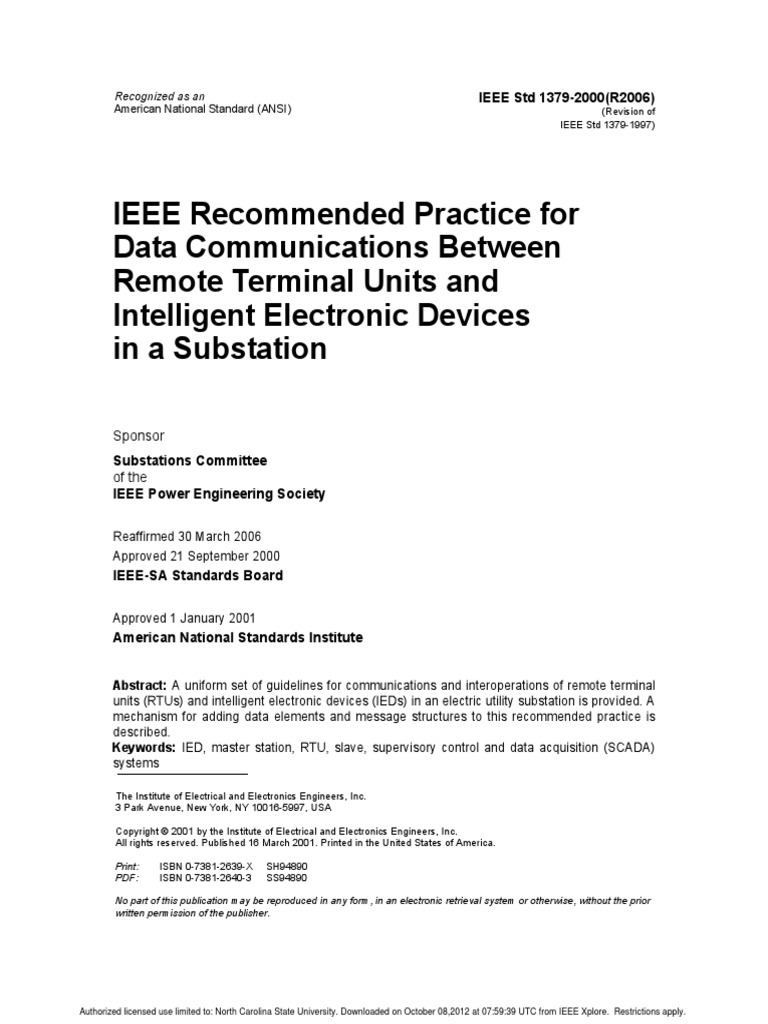 Ieee Recommended Practice For Data Communications Between Remote | PDF ...