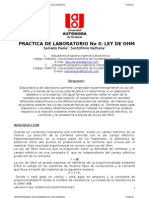 INFORME DE LABORATORIO No3 LEY DE OHM