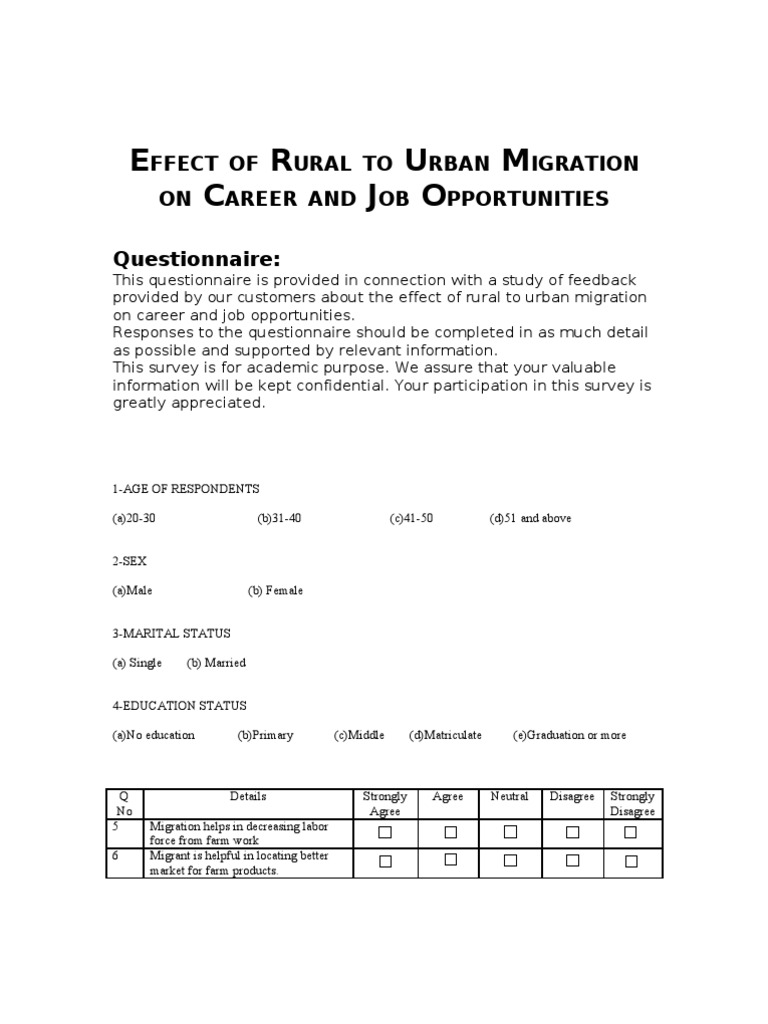 Modifies Questionnaire | PDF