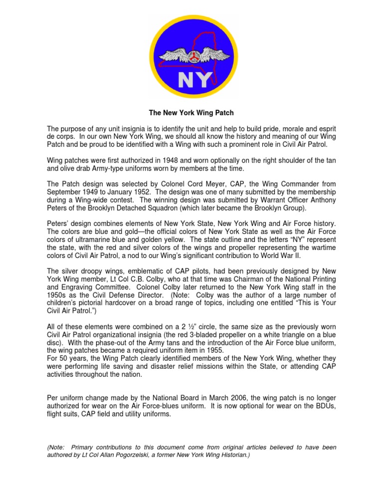 New York Wing Patch History | Download Free PDF | Civil Air Patrol ...