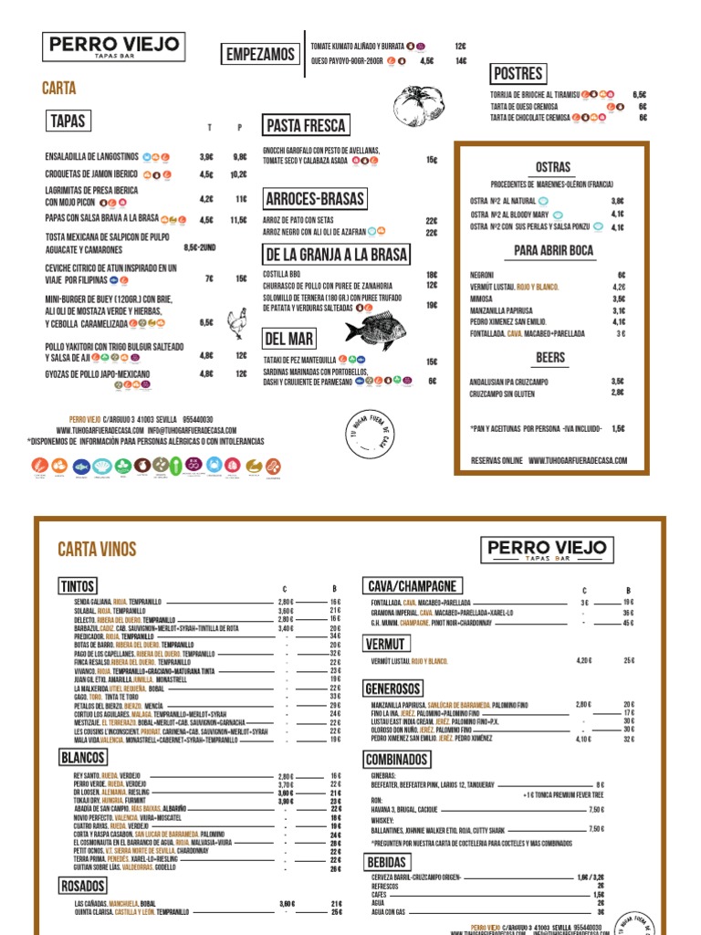 Menú del Restaurante Perro Viejo | PDF | Vino | Uva