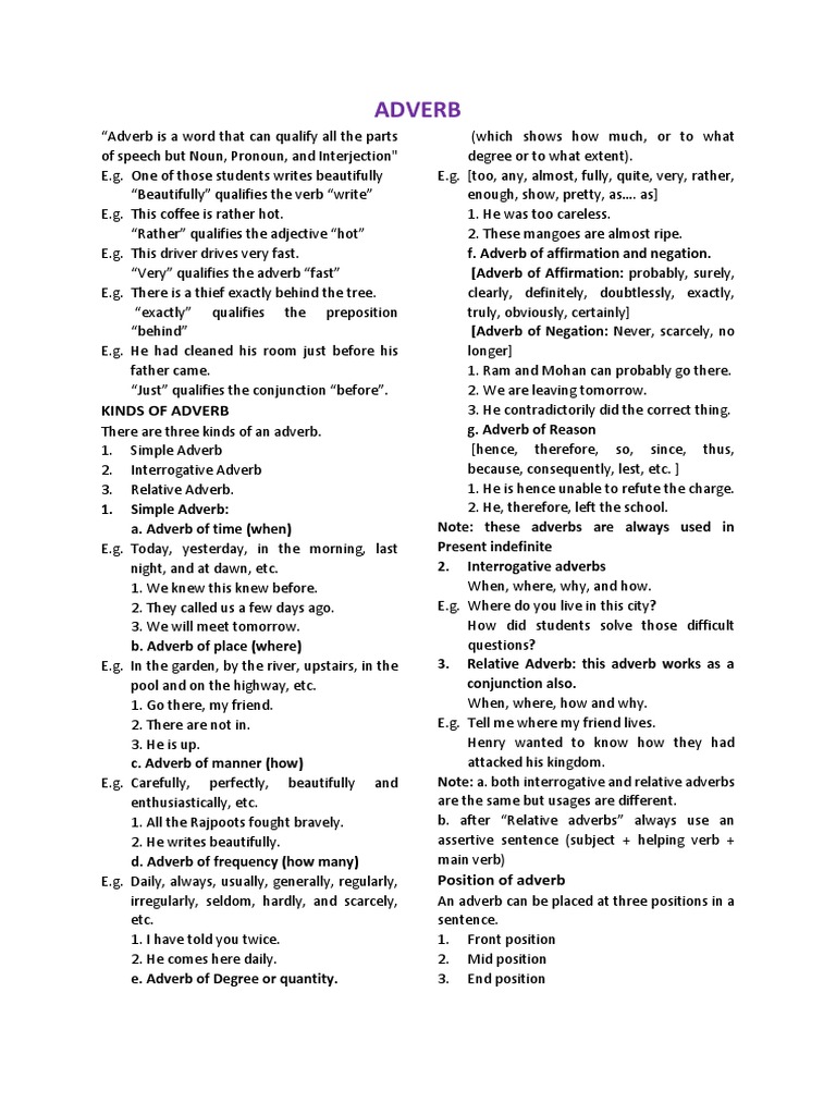ADVERB Word PDF 1636913163924 | PDF | Adverb | Adjective